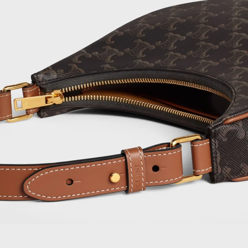 Celine Ava Shoulder Bag in Triomphe Canvas + Tan Calfskin NWT - Picture 4 of 15